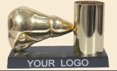 metal table top golden liver with glass 